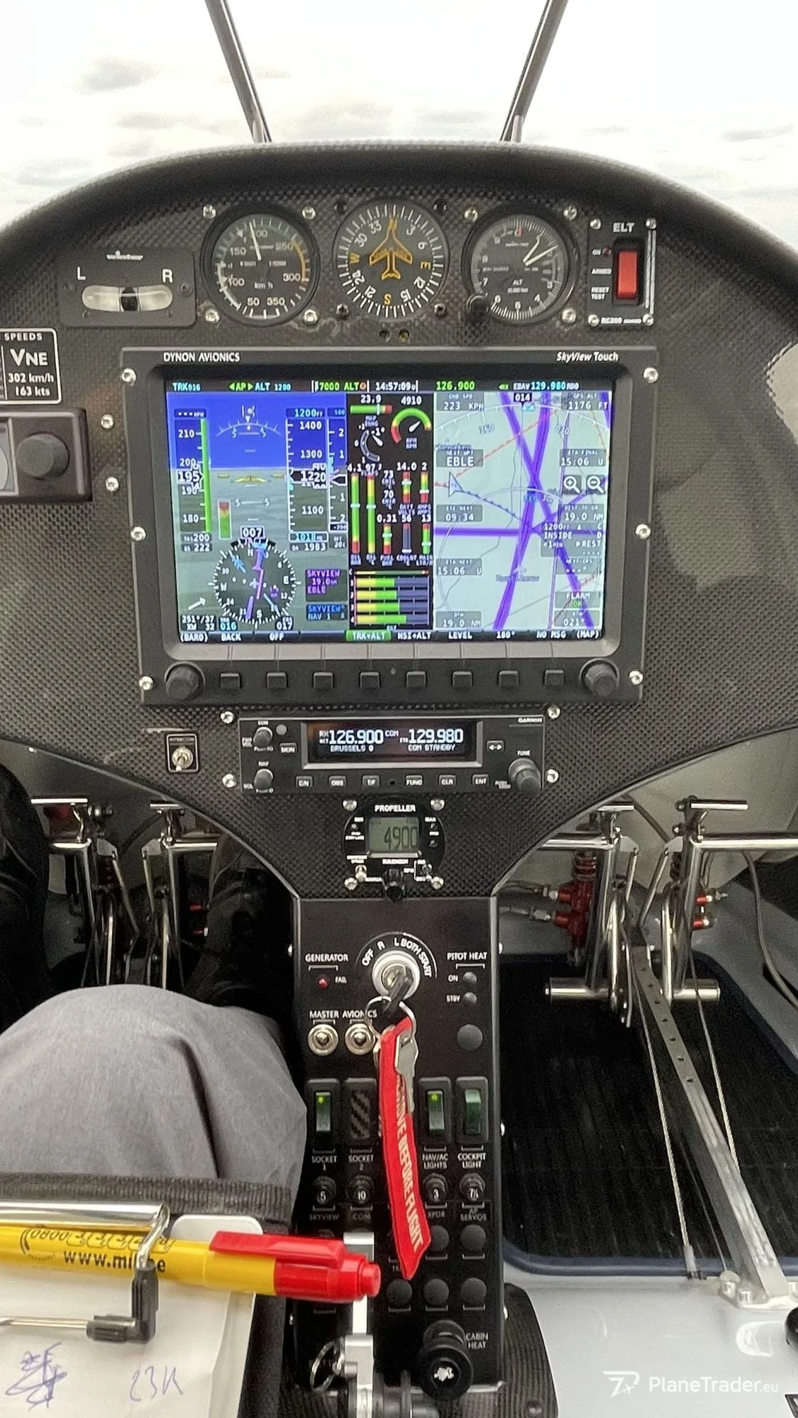 Cockpit and instrument panel of a 2014 PIPISTREL VIRUS.