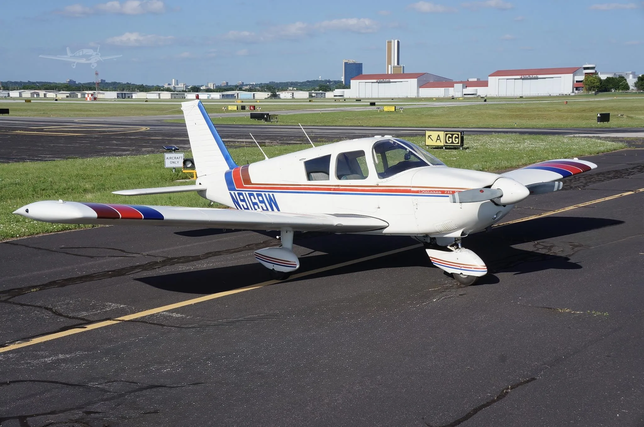 Exterior view of a 1967 PIPER CHEROKEE 235, N9169W.