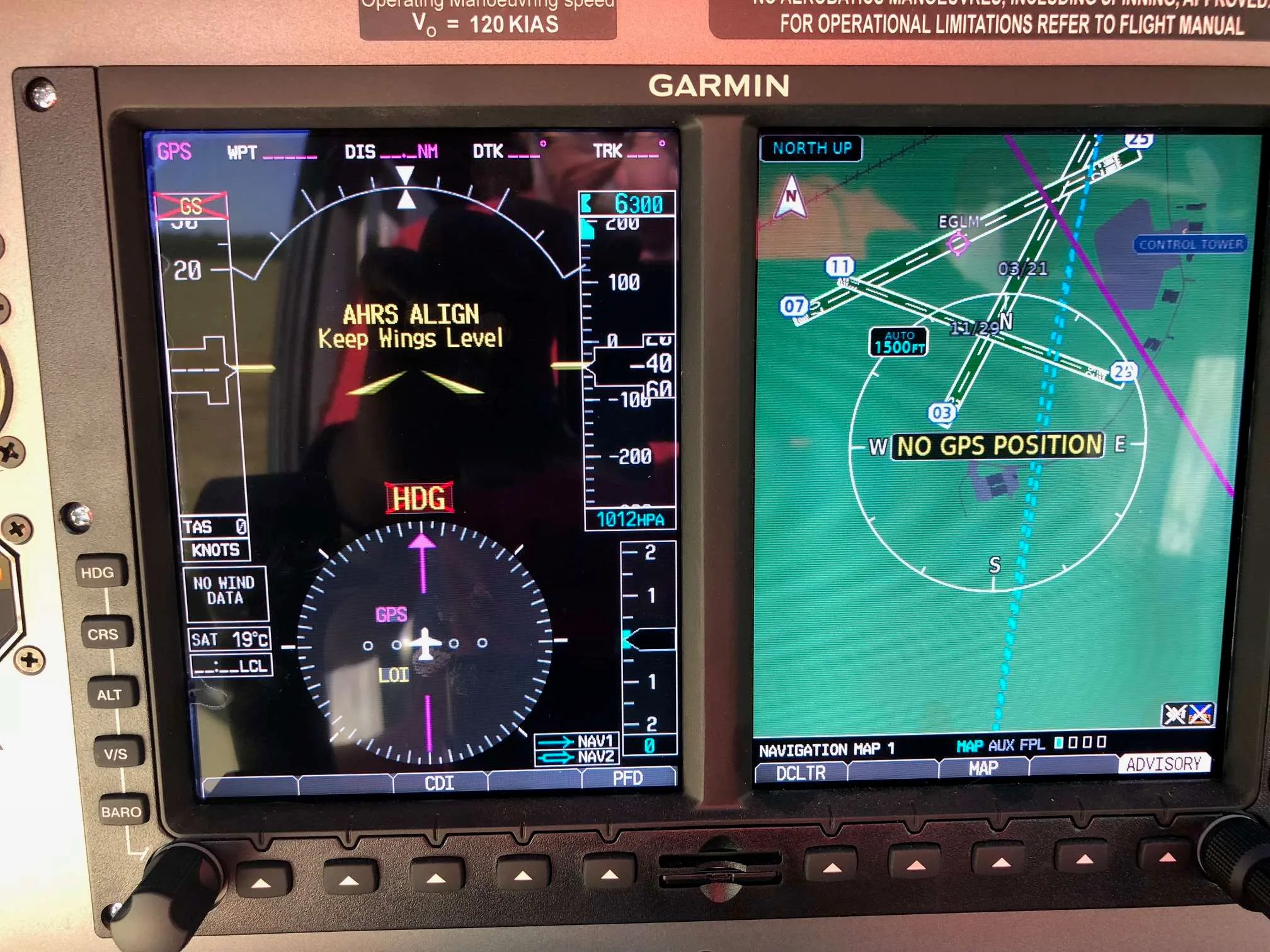 Avionics suite of a 2017 Tecnam P2010.
