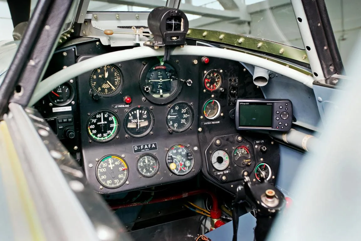 Cockpit and instrument panel of a 1943 Yakovlev Yak-9-UM.
