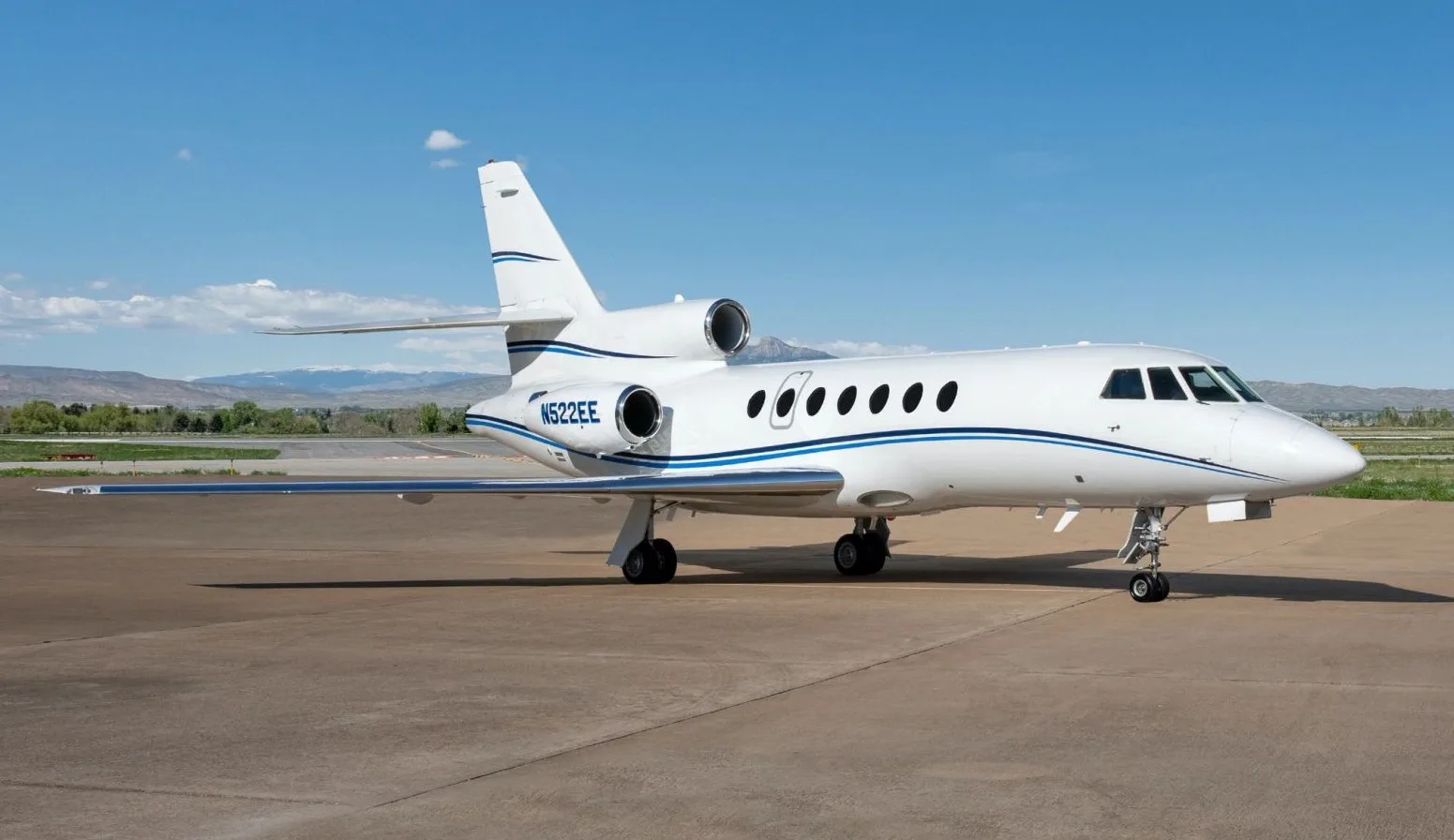 Marketing image of a 1999 Dassault Falcon 50EX.
