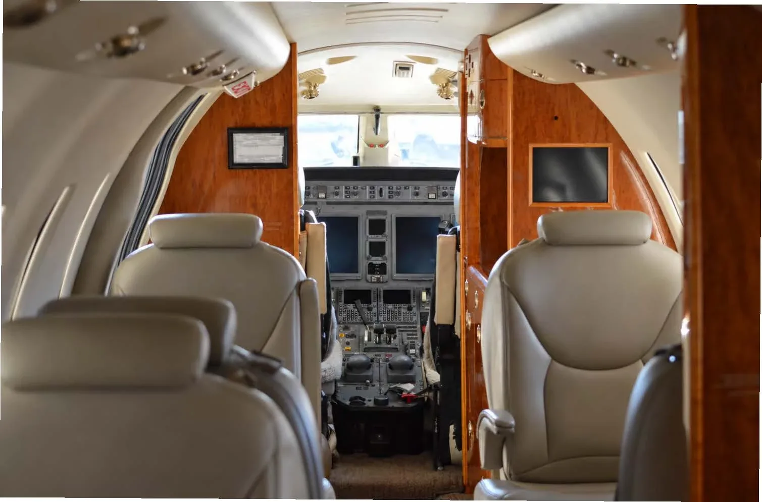Cabin interior of a 2008 Cessna Citation Sovereign.