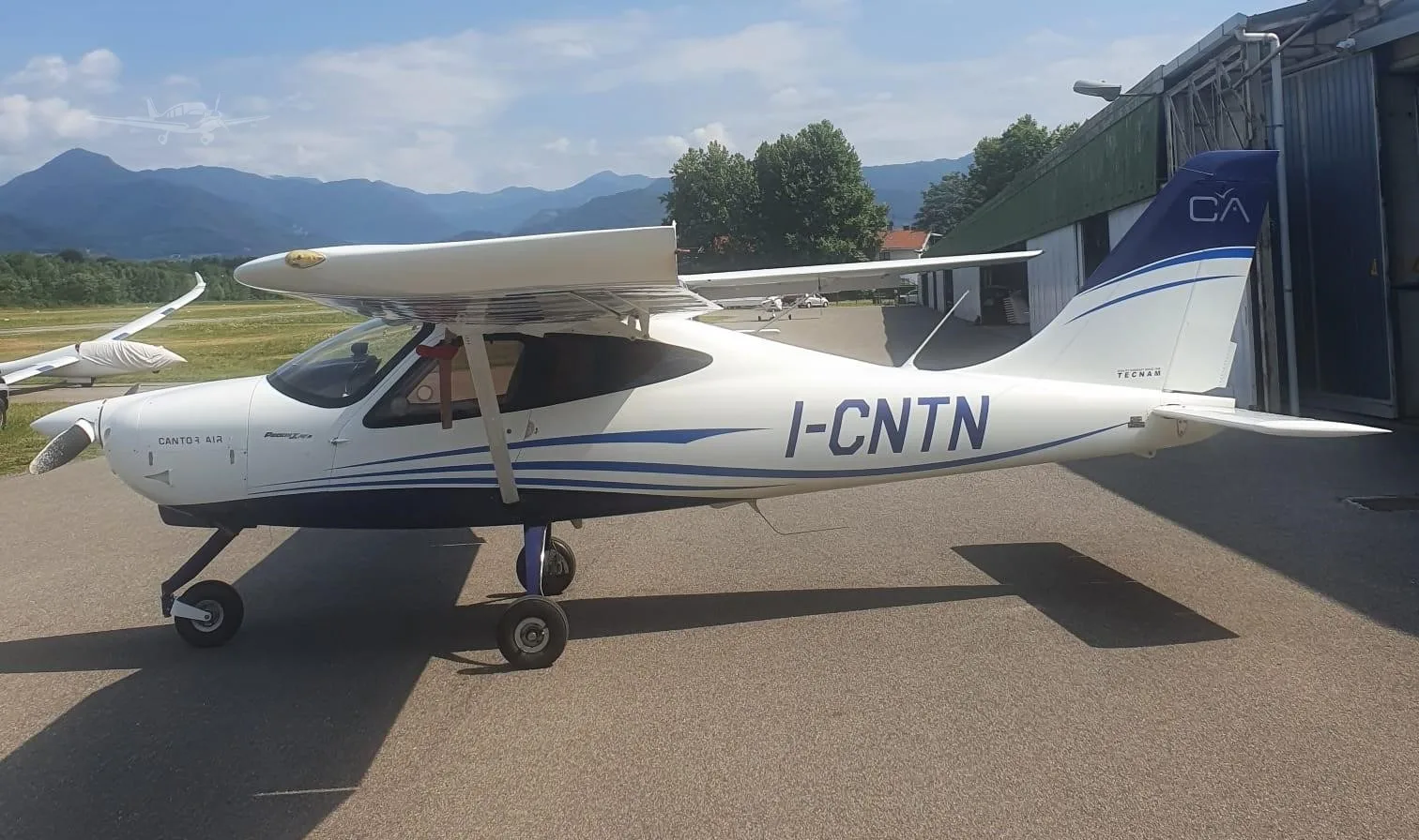 Exterior view of a 2019 TECNAM P2008 JC, I-CNTN.