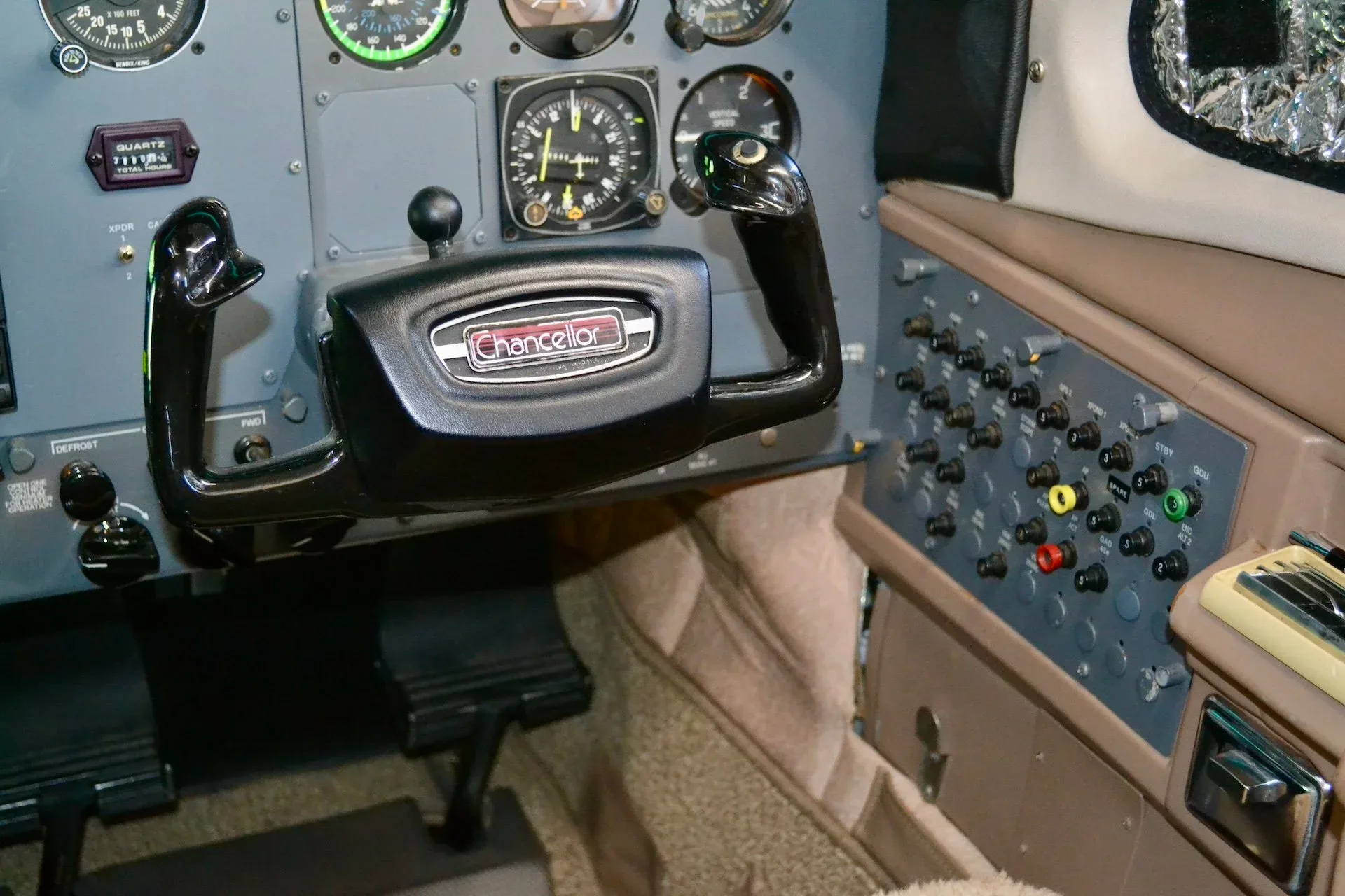 Cockpit and instrument panel of a 1979 Cessna 414A Chancellor — Carolina Jet.
