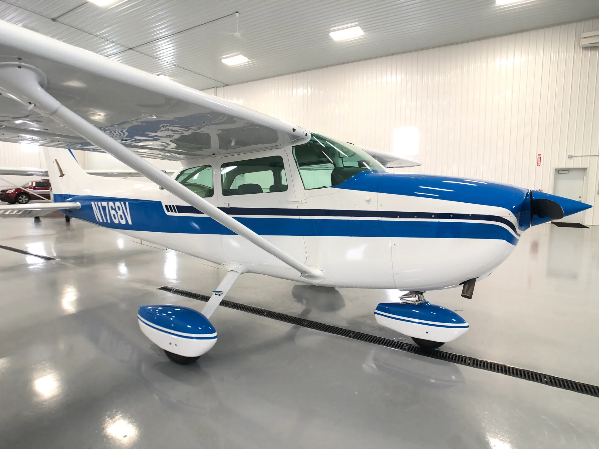 Exterior view of a 1974 Cessna 172, N1768V.