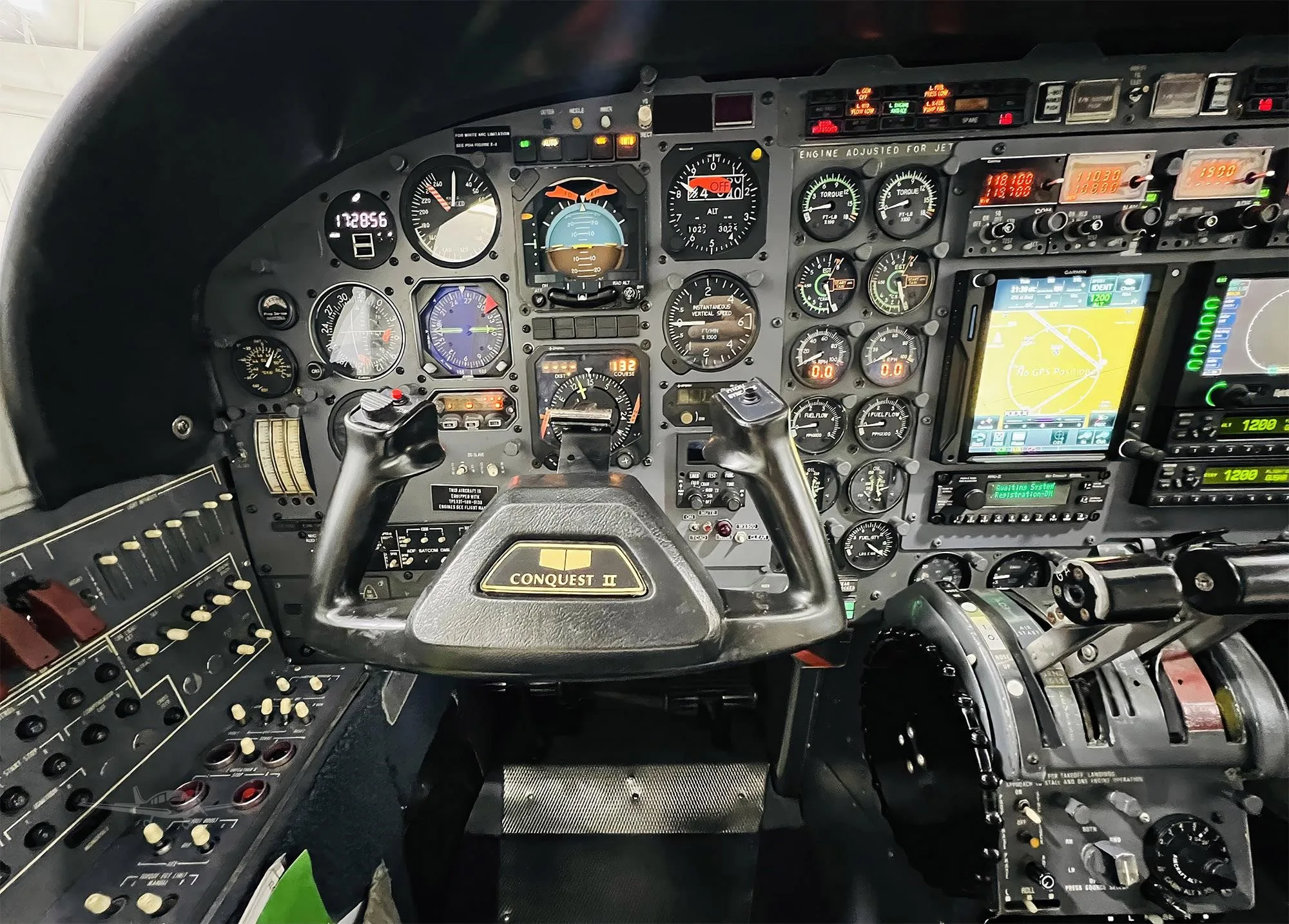 Cockpit and instrument panel of a 1986 CESSNA CONQUEST II.
