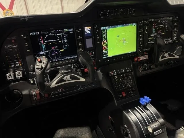 Cockpit and instrument panel of a 2022 TECNAM P2012 TRAVELLER.