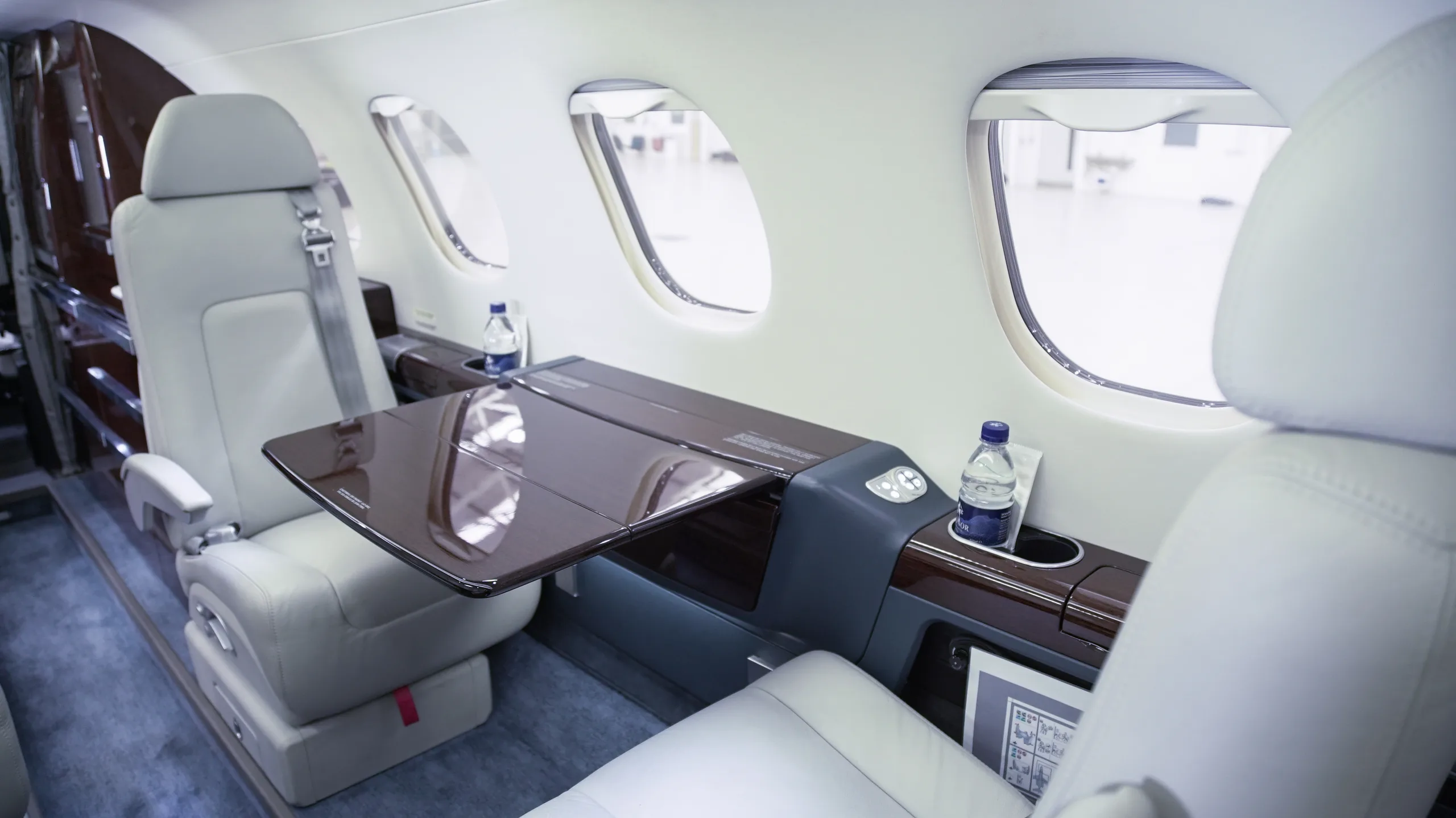 Cabin interior of a 2017 Embraer phenom 300.