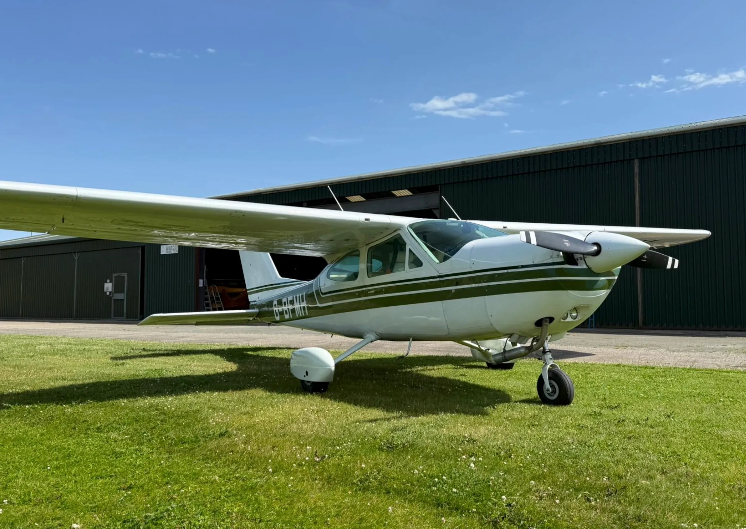 Exterior view of a 1971 Cessna F177RG.