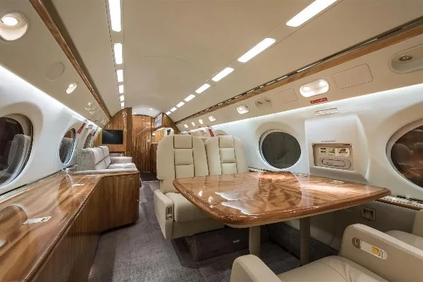 Cabin interior of a 1999 Gulfstream.