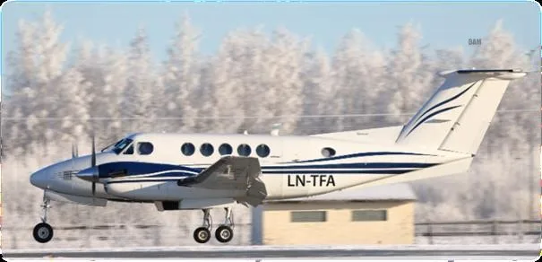 Exterior view of a 1981 BEECHCRAFT KING AIR 200, LN-TFA.