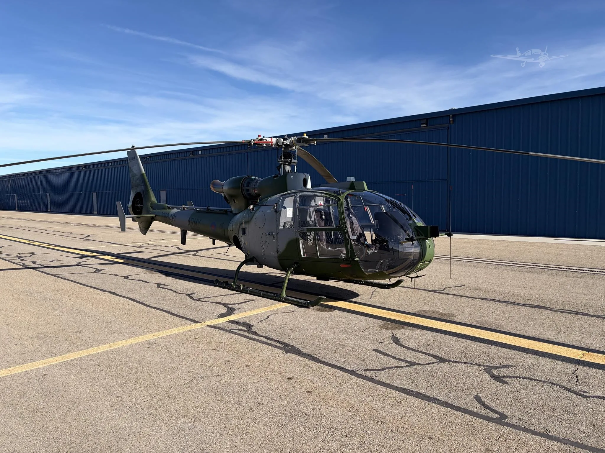 Exterior view of a 1977 AEROSPATIALE SA341, N334XZ.