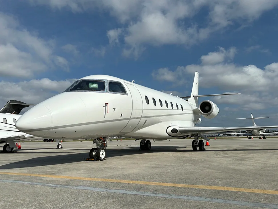 Cabin interior of a 2008 Gulfstream G200.
