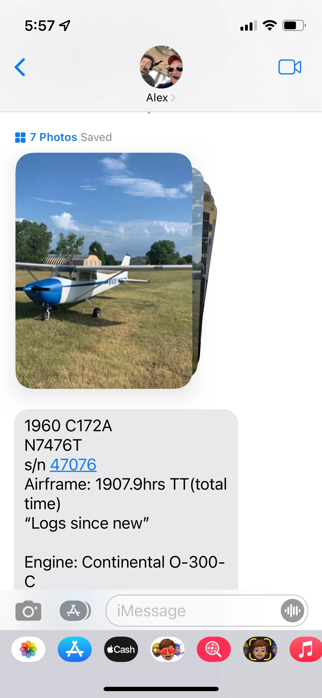 Exterior view of a 1960 Cessna 172A Skyhawk.