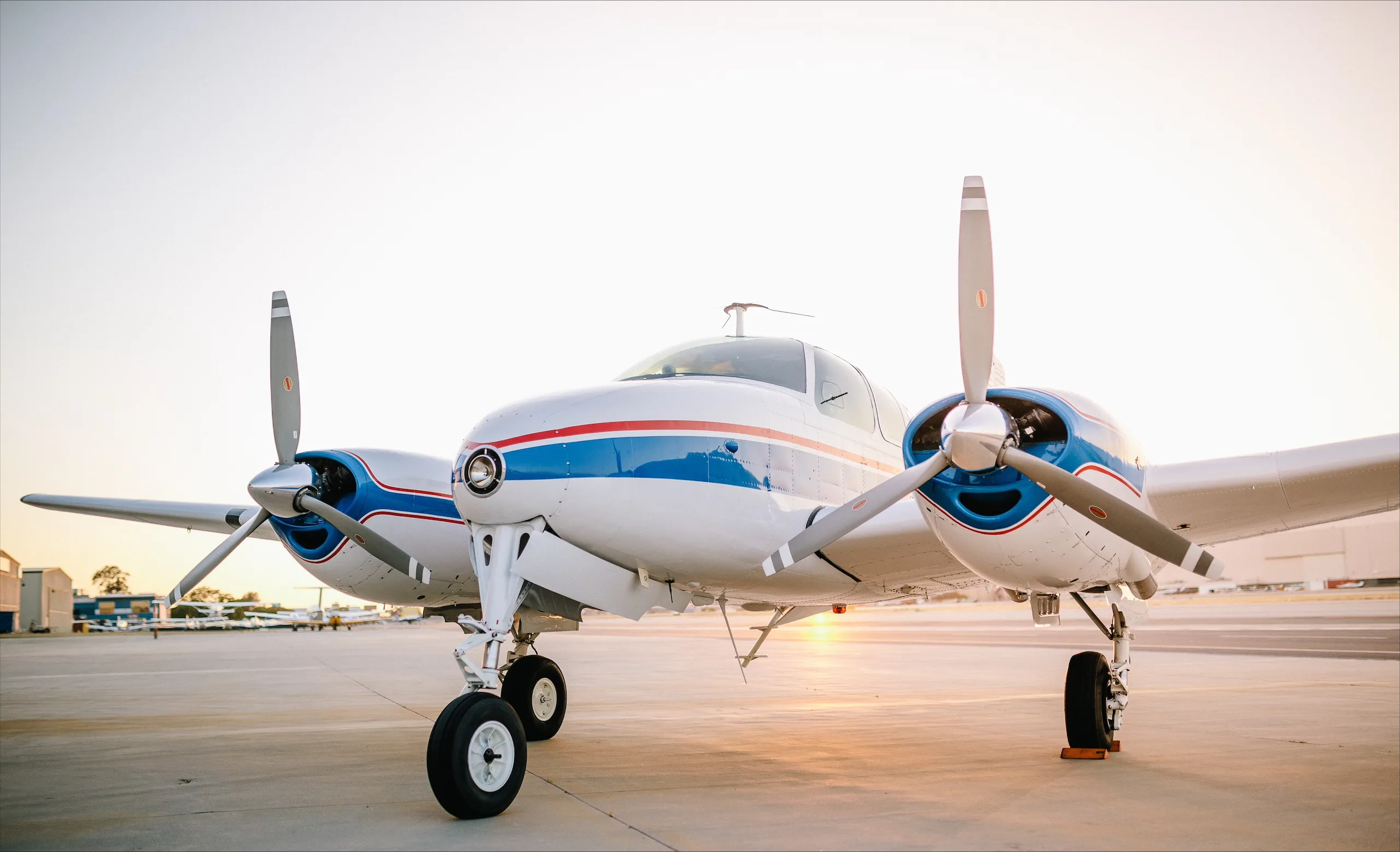 Exterior view of a 1951 Beechcraft Twin Bonanza, N369.