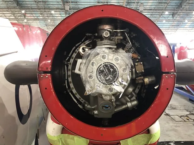 Engine detail of a 1990 Pilatus PC-9/A.