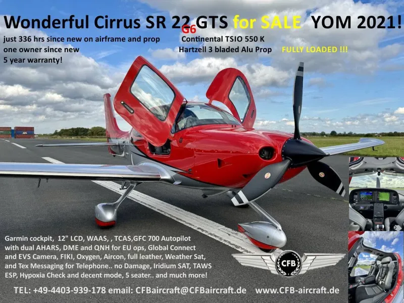 Marketing image of a 2021 Cirrus SR22T G6 GTS.