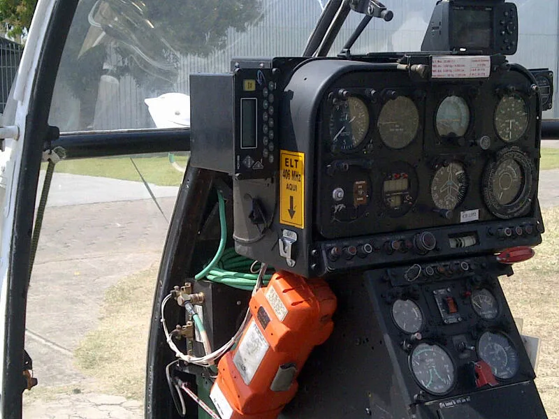 Cockpit and instrument panel of a Eurocopter sa 315b lama.