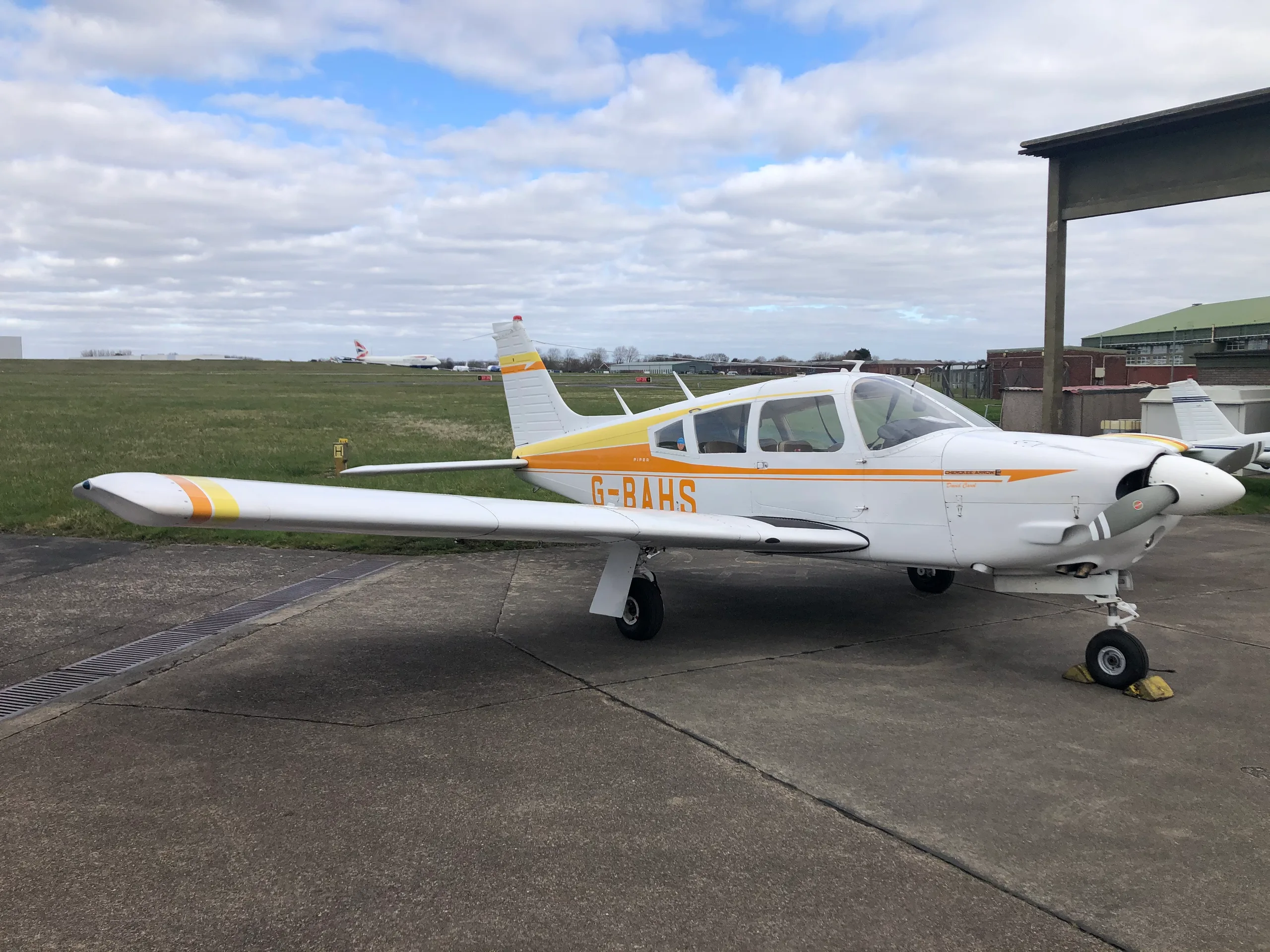 Exterior view of a 1979 Piper PA28RT-201 Arrow IV.