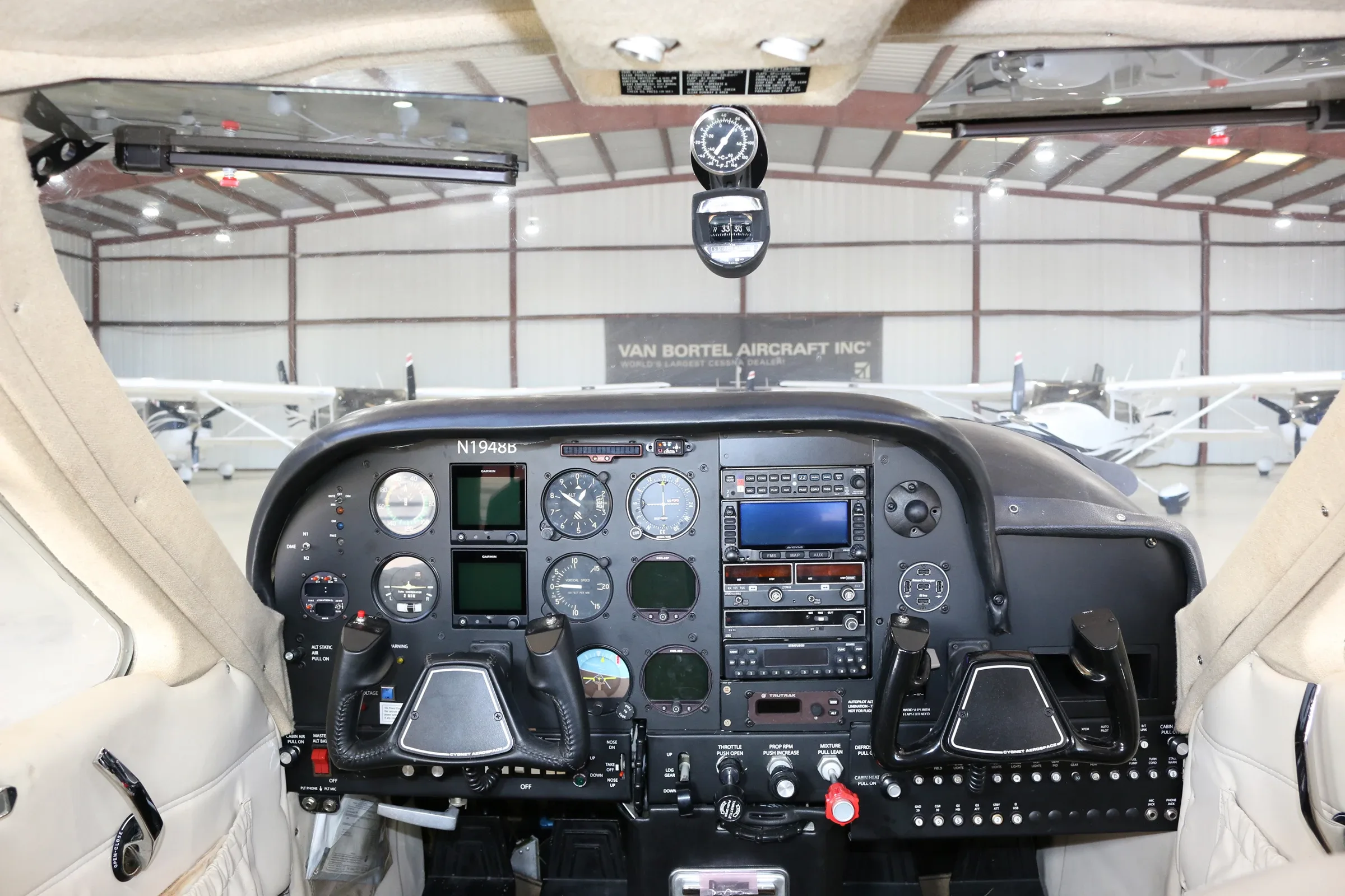 Cockpit and instrument panel of a 1974 Cessna 177RG.