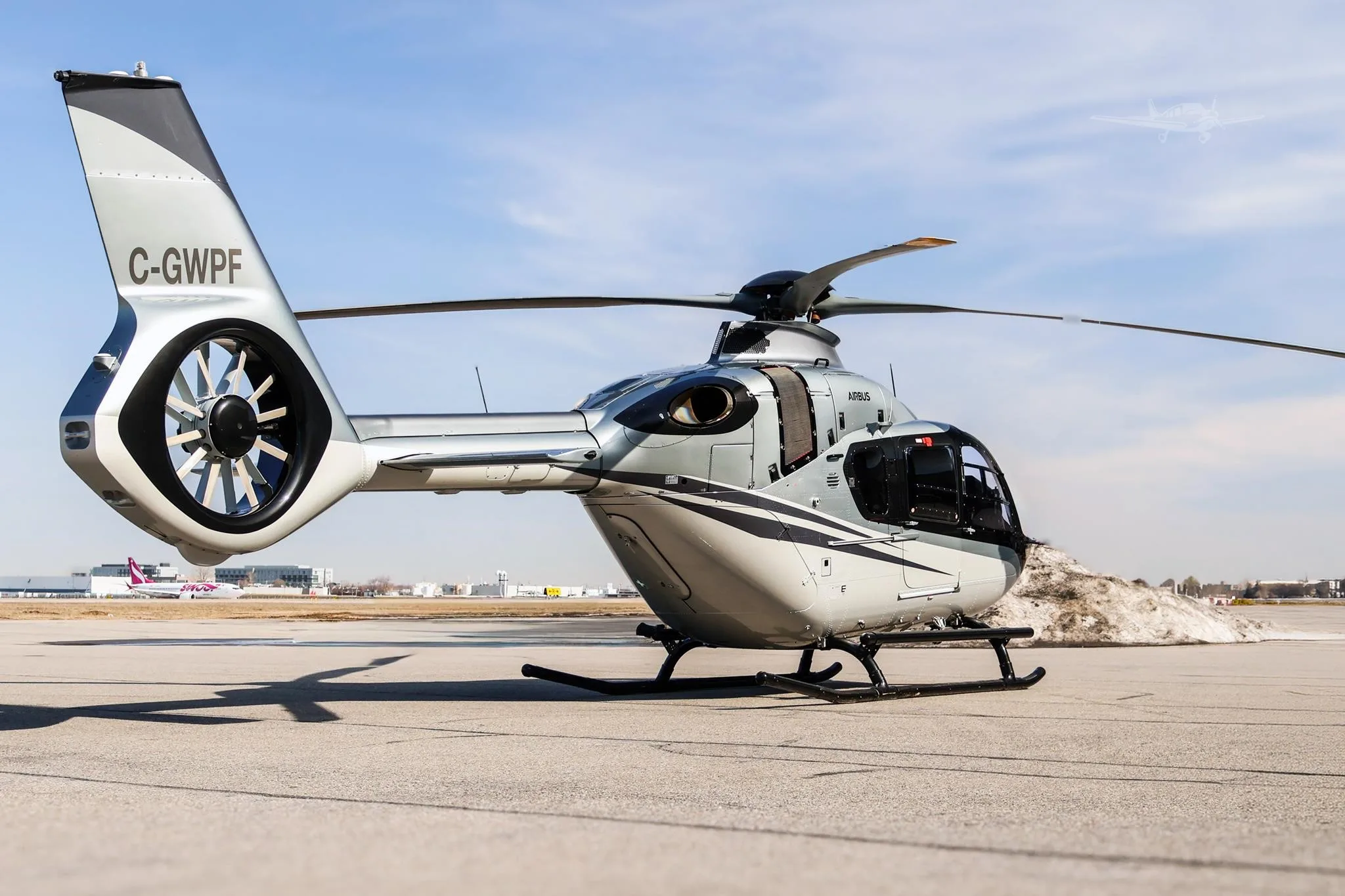 Exterior view of a 2023 AIRBUS H135T3, C-GWPF.