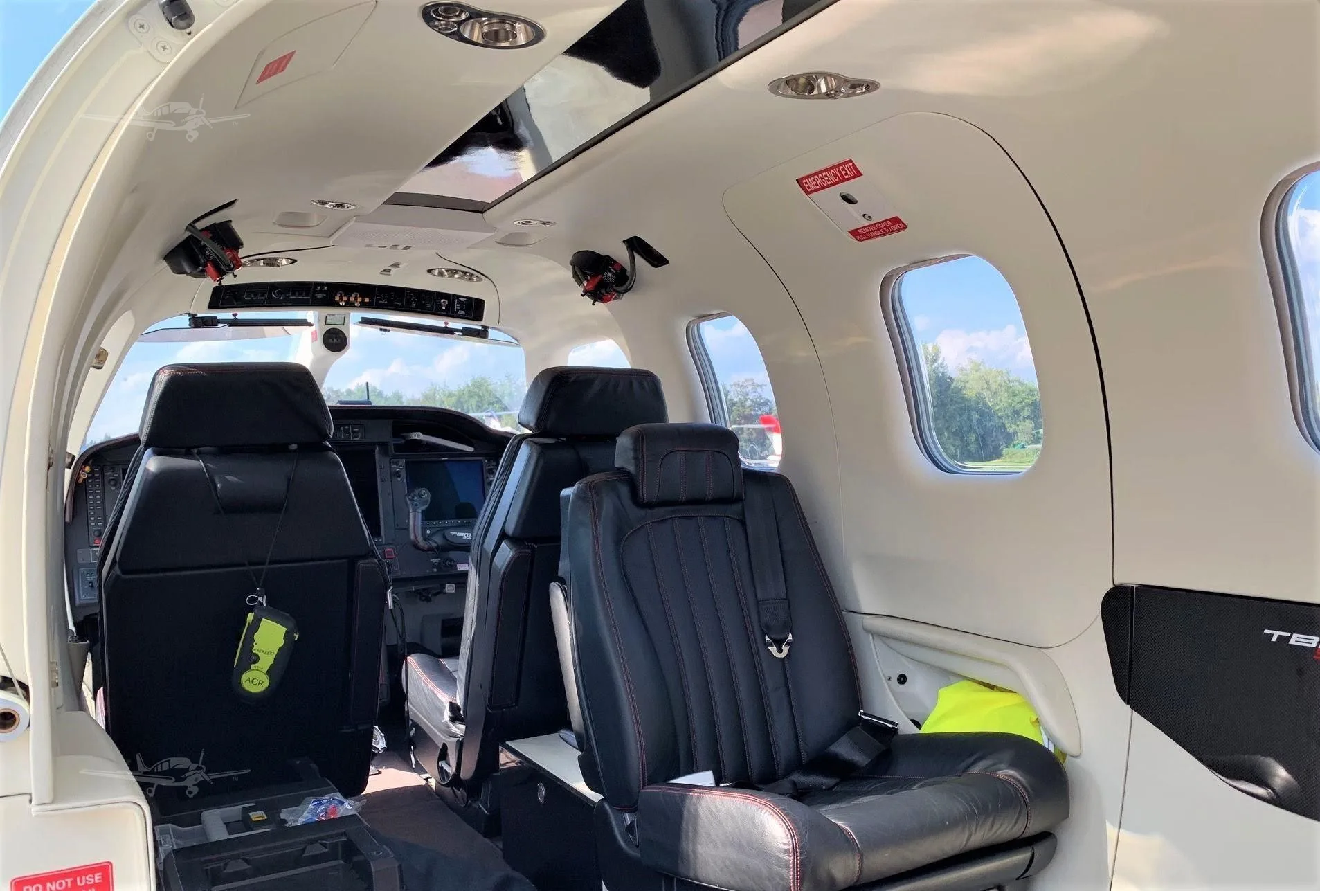 Cabin interior of a 2015 DAHER TBM 900.