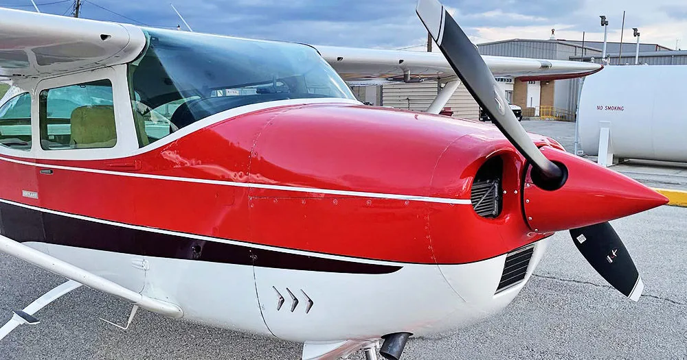 Exterior view of a 1969 Cessna 182M Skylane.