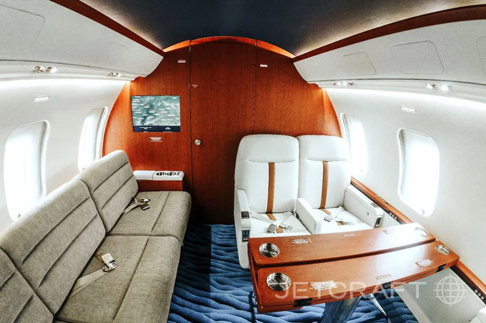 Cabin interior of a 2003 Bombardier challenger.