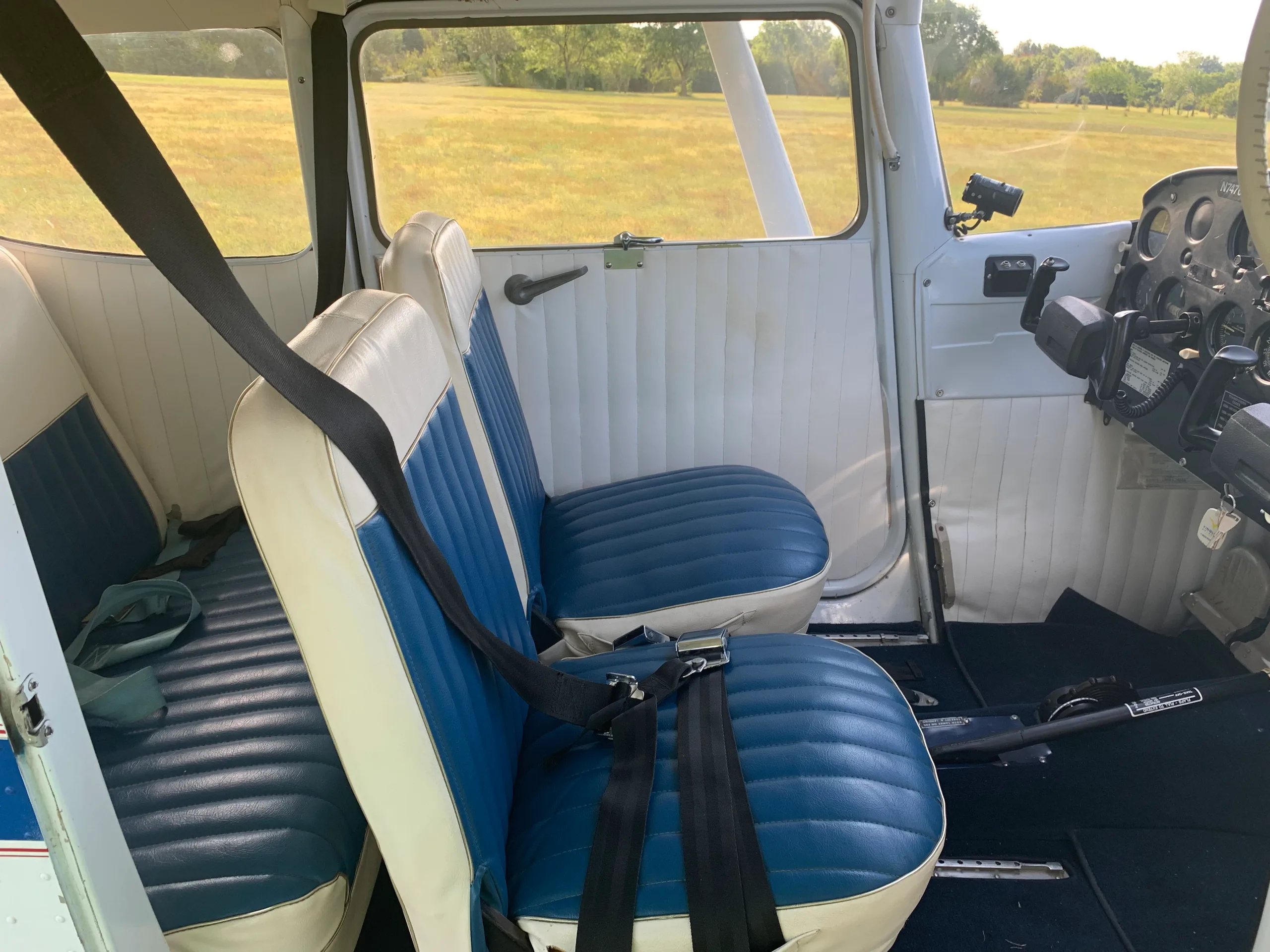 Cabin interior of a 1960 Cessna 172A Skyhawk.