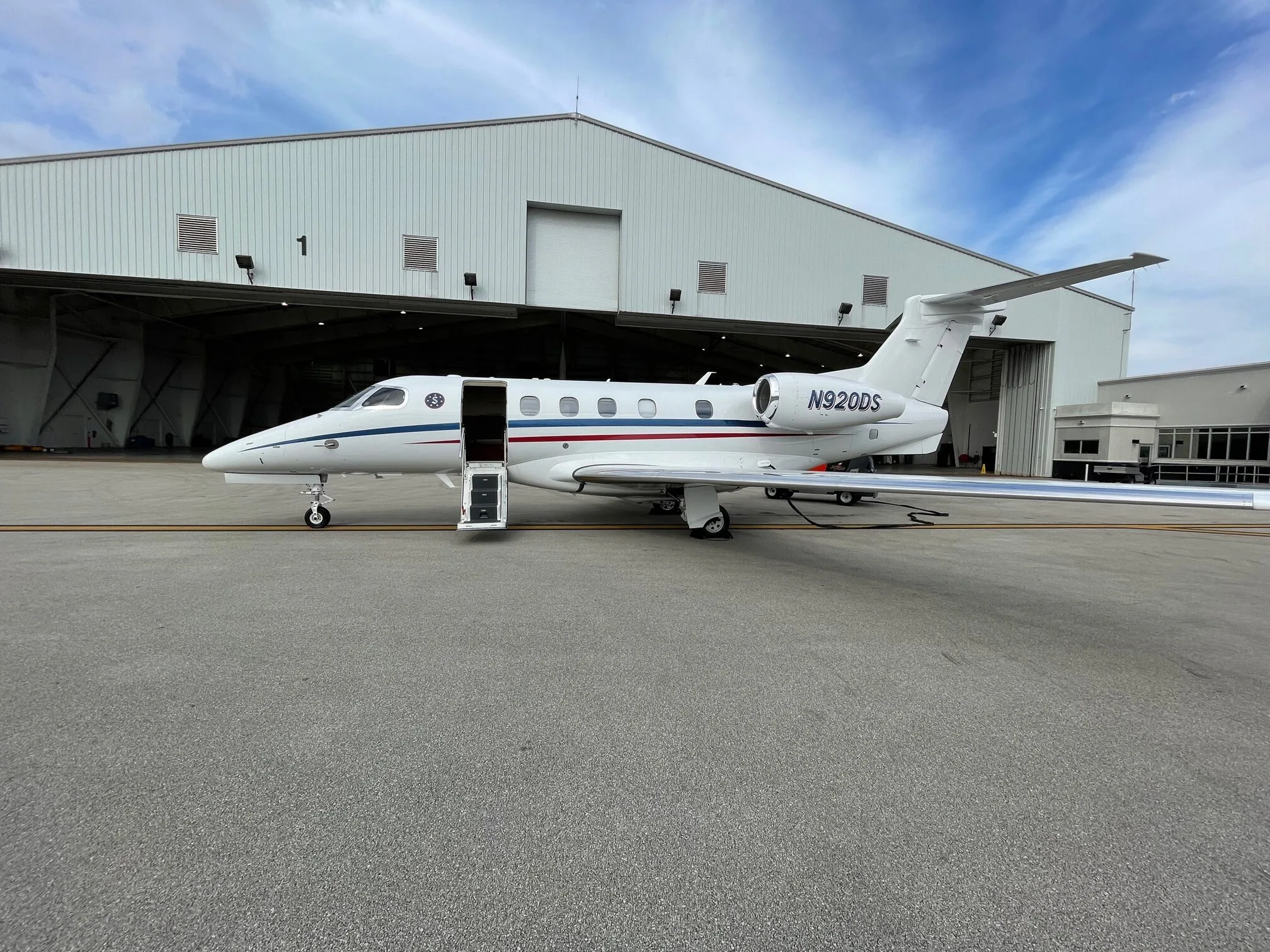 Cabin interior of a 2019 Embraer Phenom 300E.