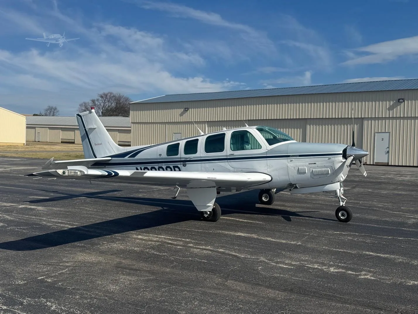 Exterior view of a 1995 BEECHCRAFT B36TC BONANZA, N3222P.