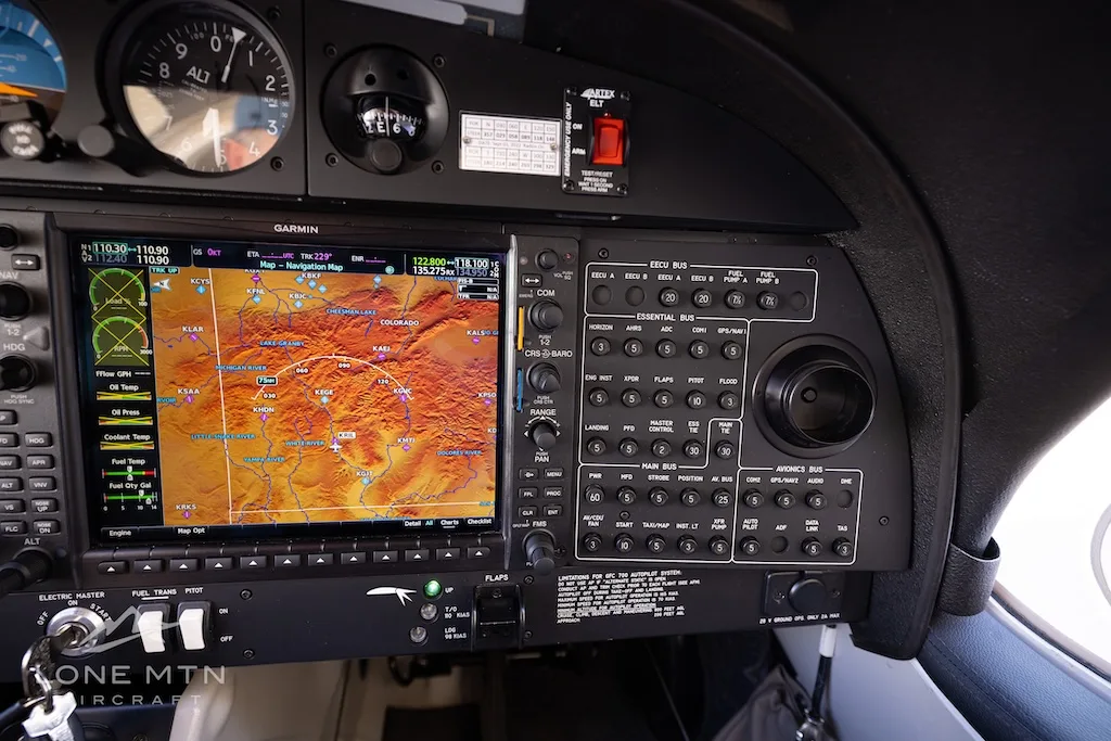 Avionics suite of a 2020 Diamond DA40 NG.