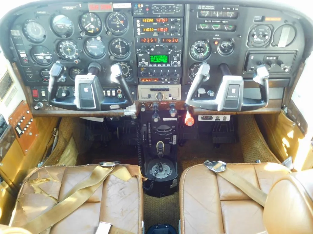 Cockpit and instrument panel of a 1980 Cessna 182RG- N4688S Aircraft.