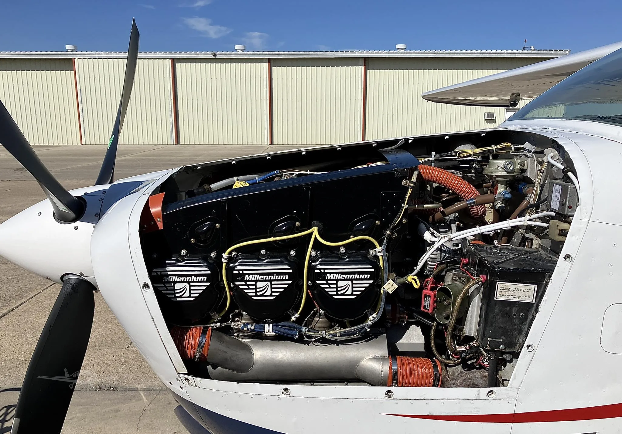 Engine detail of a 1979 CESSNA TURBO 210N.
