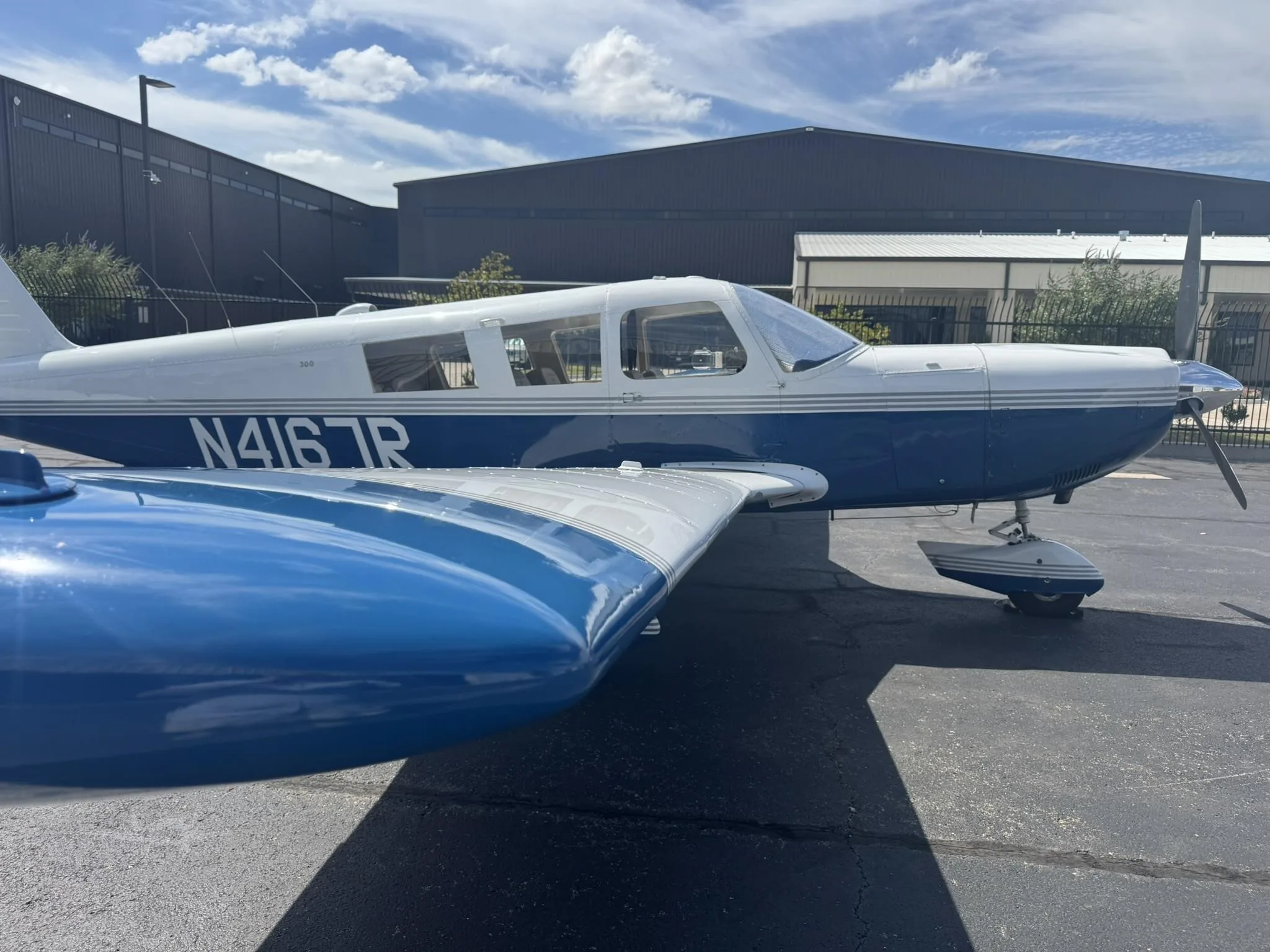 Exterior view of a 1968 PIPER CHEROKEE 6/300, N4167R.