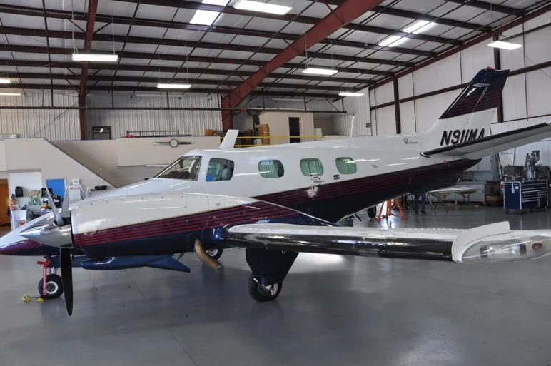 Exterior view of a 1973 Beechcraft DUKE, N911MA.