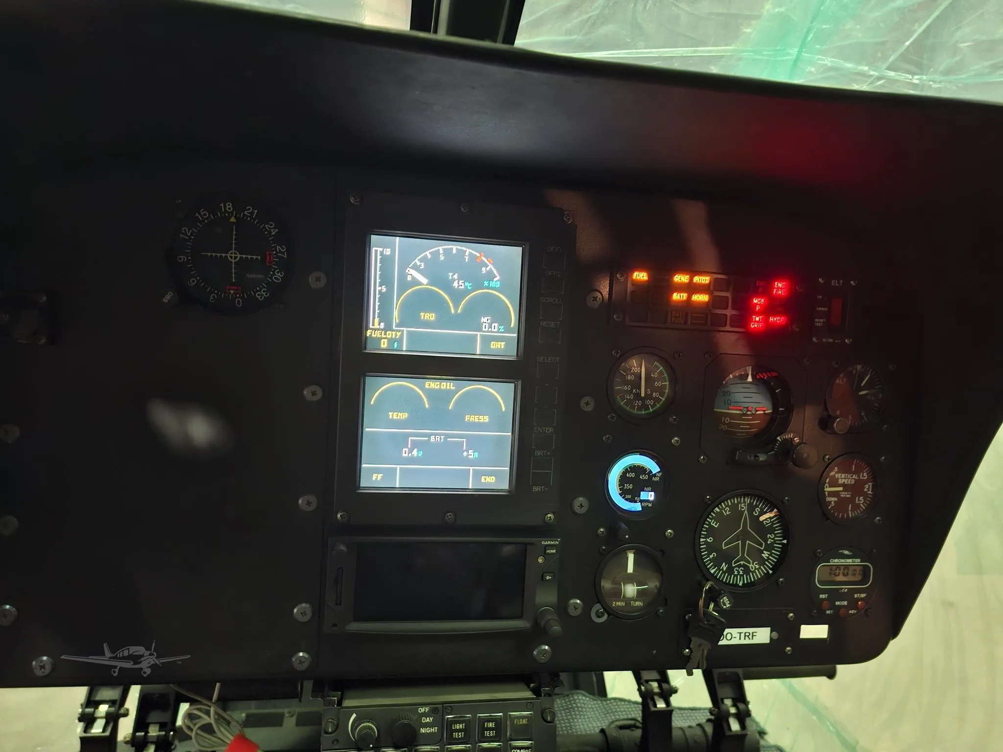 Cockpit and instrument panel of a 2001 EUROCOPTER EC120.