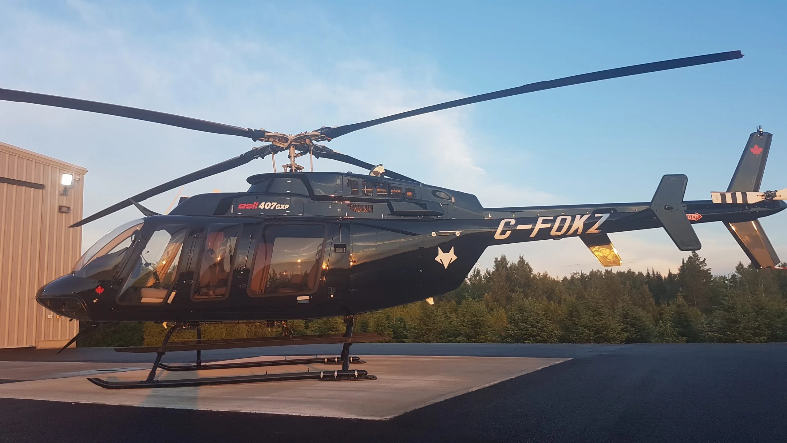 Exterior view of a 2016 Bell 407 GXP.