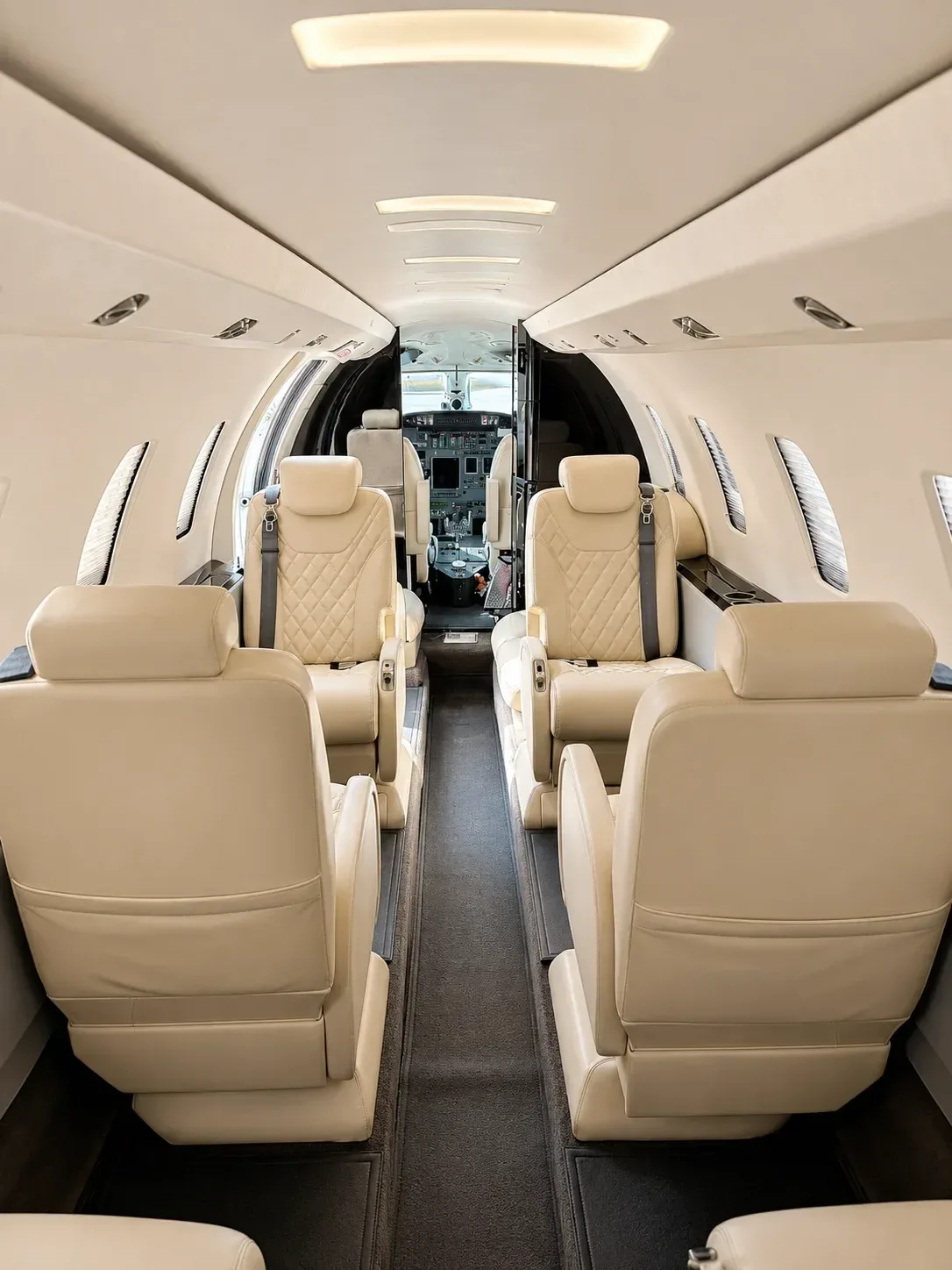 Cabin interior of a Cessna Aircraft CITATION EXCEL 560XL.