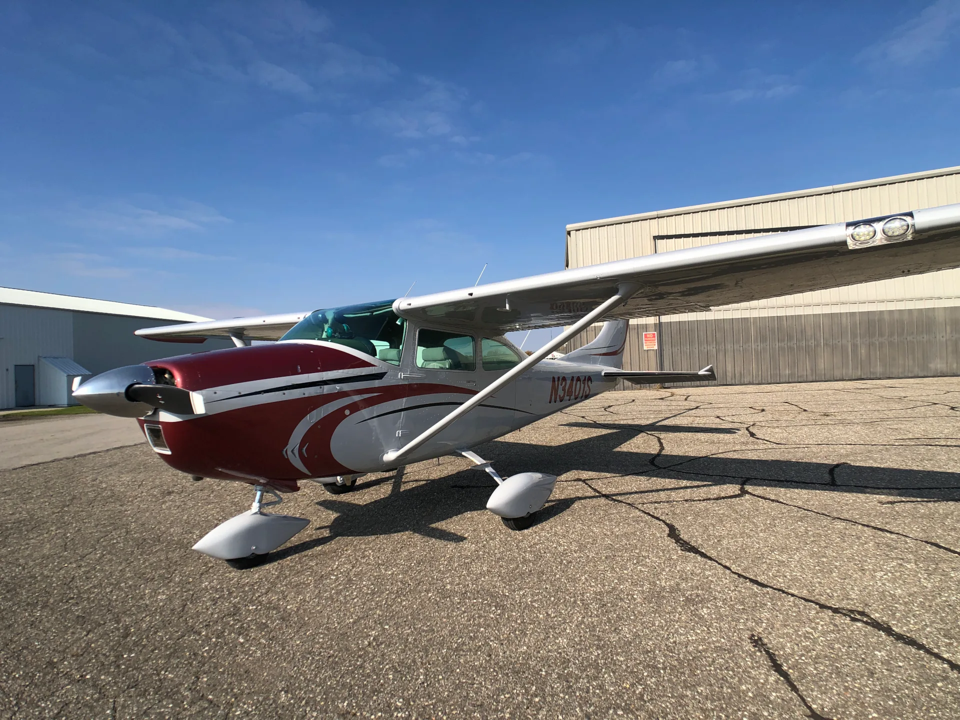 Exterior view of a 1964 Cessna 182, N3401S.