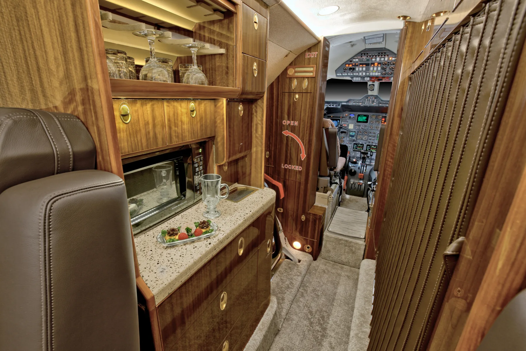 Cabin interior of a Hawker 800XP –.