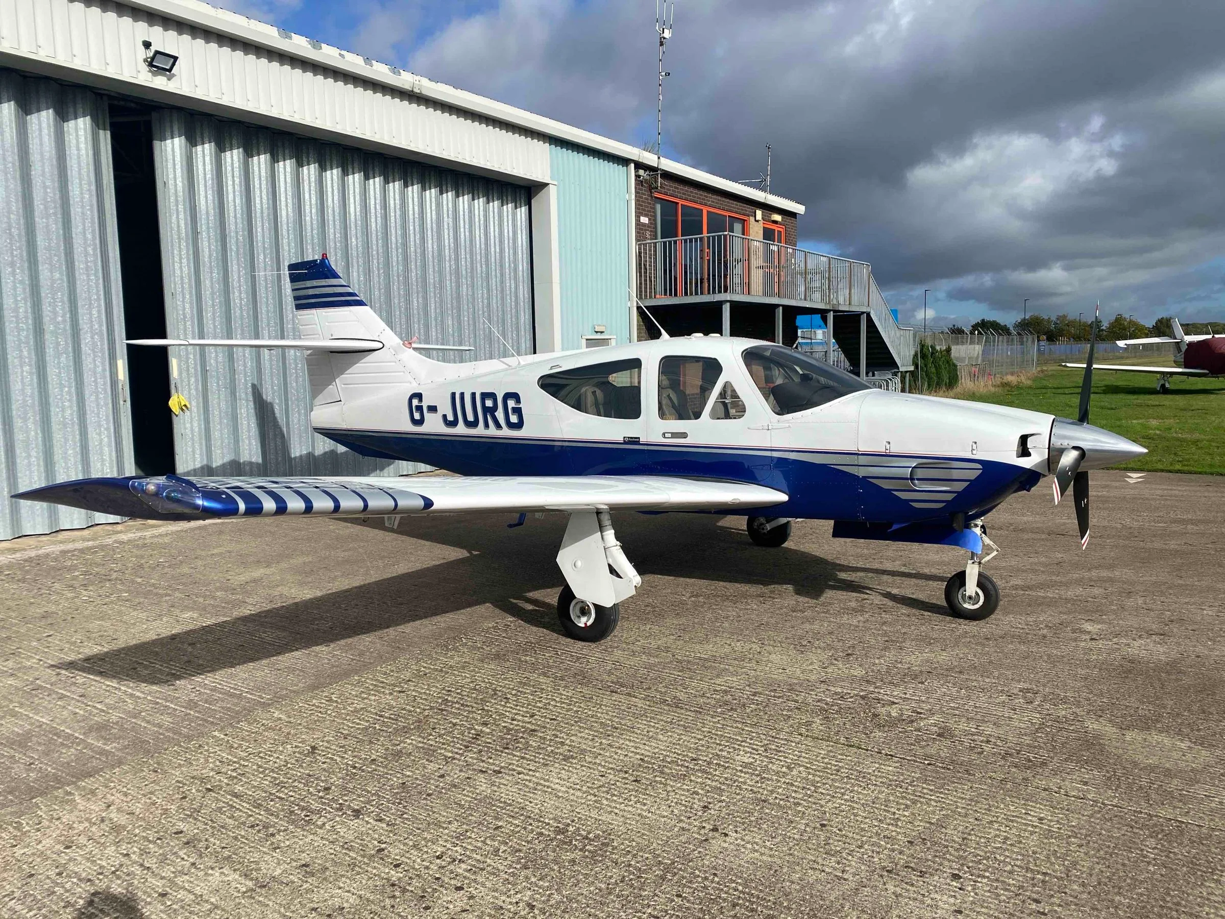 Exterior view of a 1979 Rockwell Commander 114A.