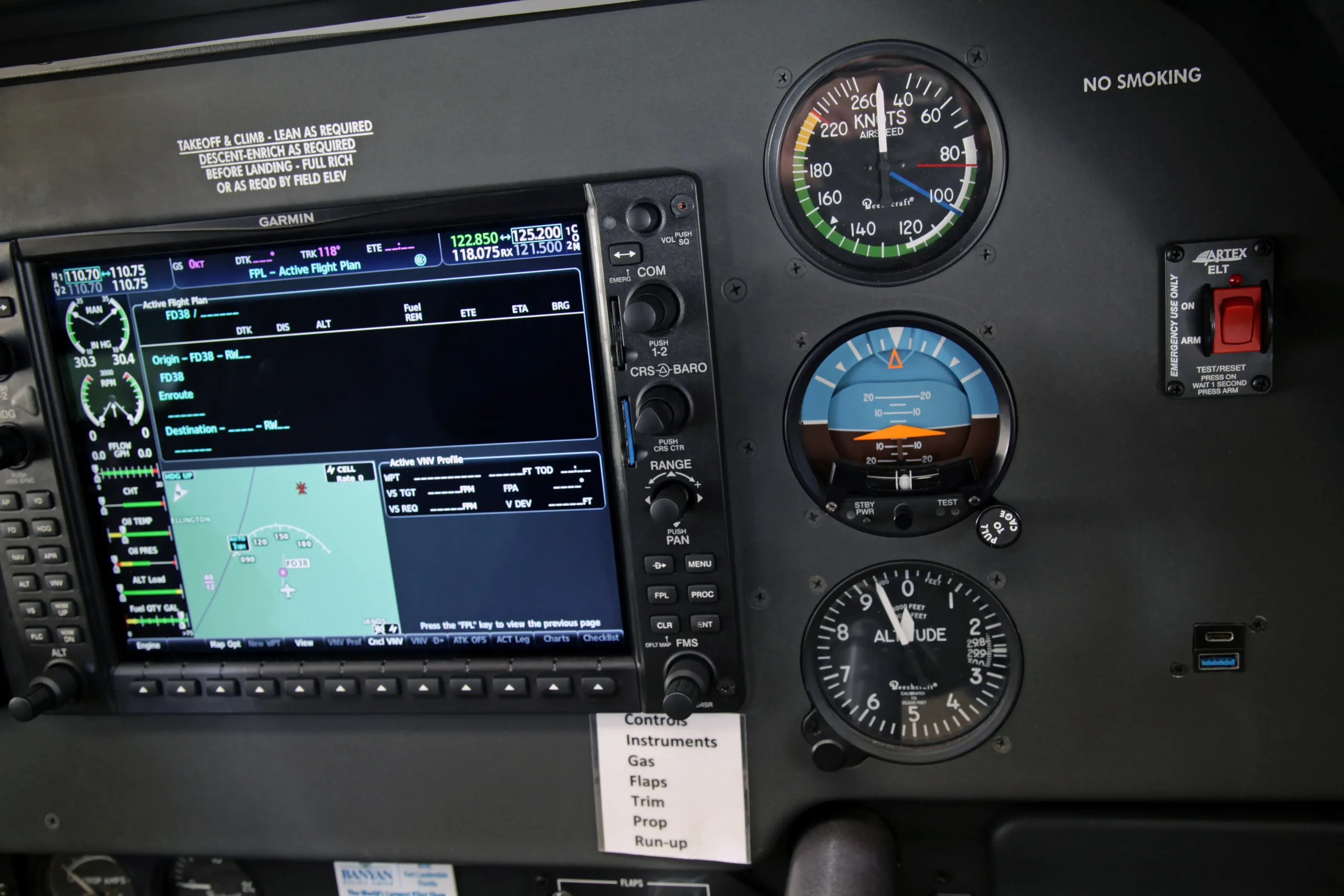 Avionics suite of a 2016 Beechcraft Baron G58 SN.