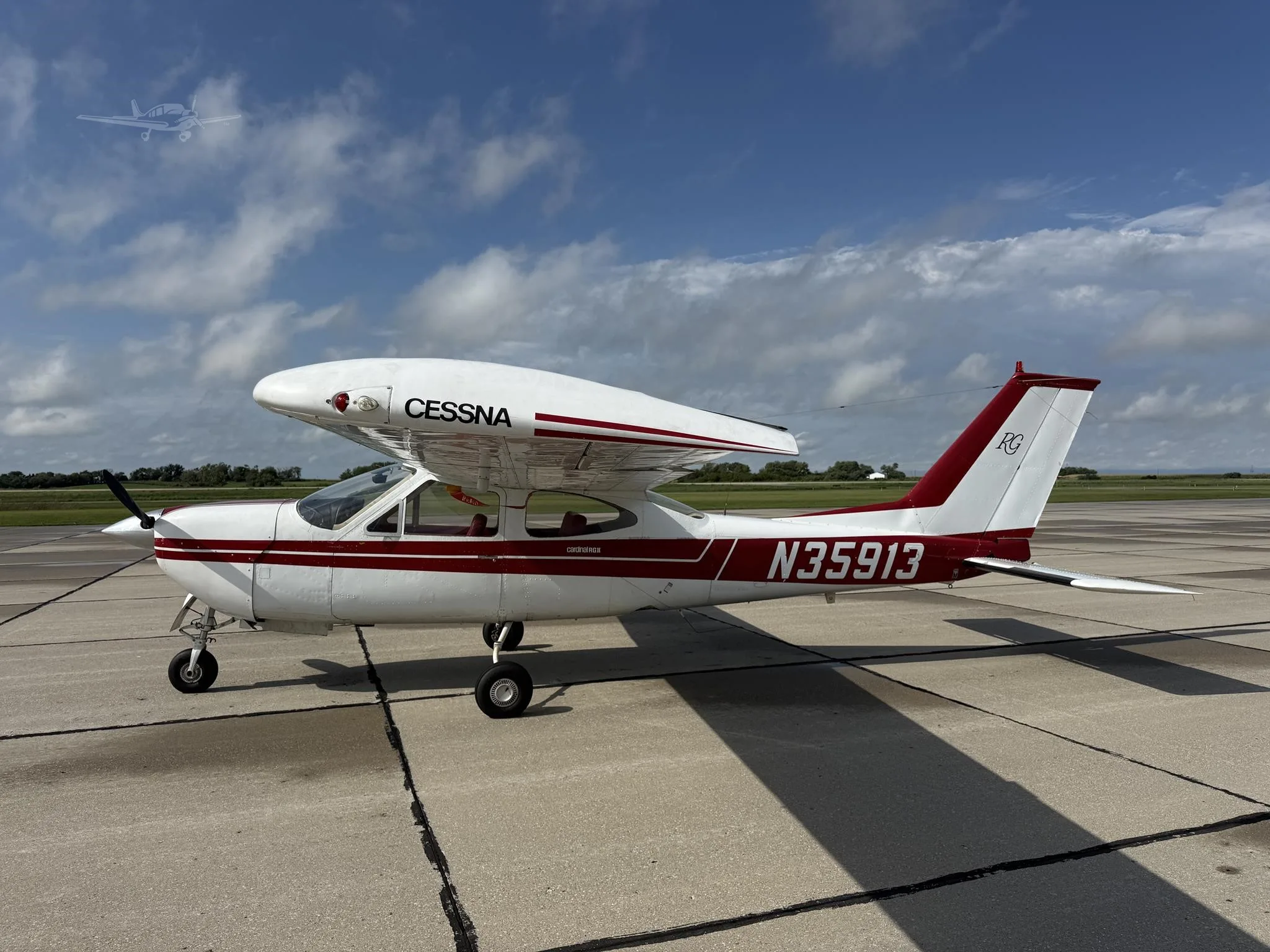 Exterior view of a 1976 CESSNA 177RG, N35913.