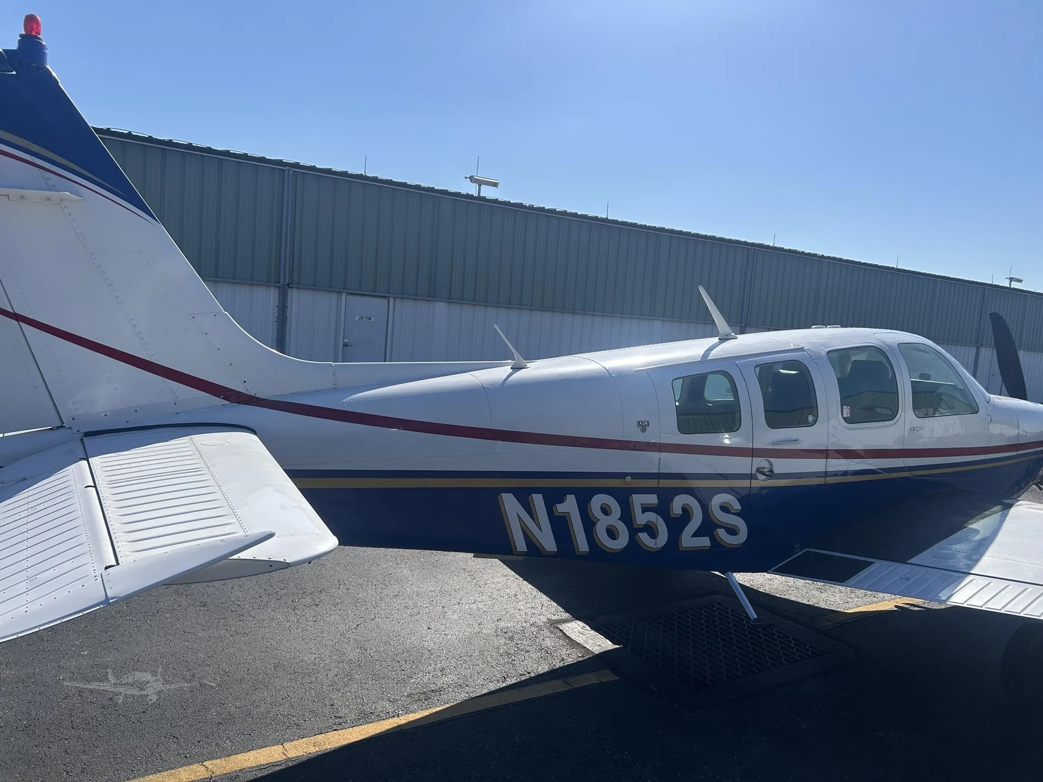 Exterior view of a 1981 BEECHCRAFT A36 BONANZA, N1852S.