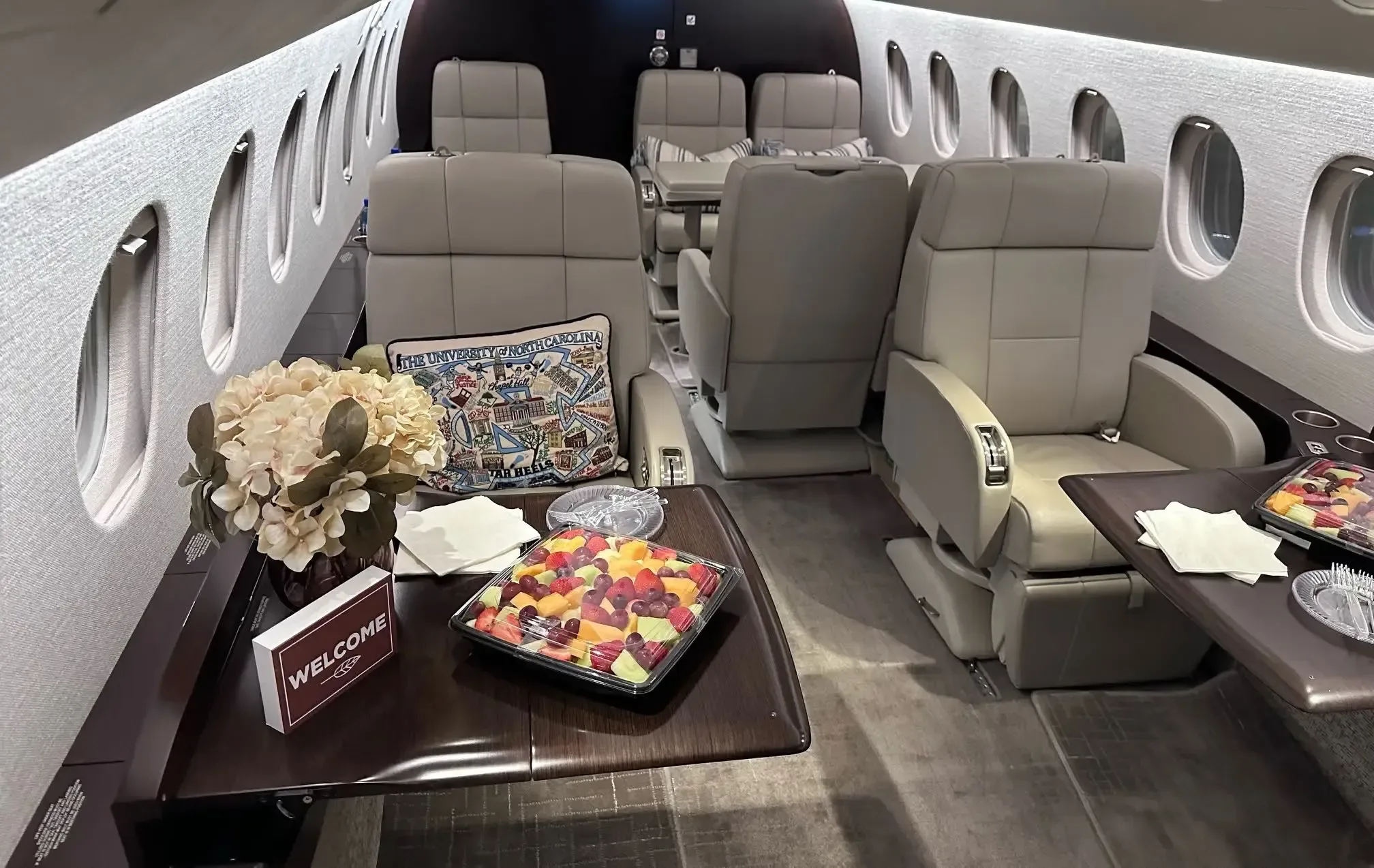 Cabin interior of a 2004 Dassault Falcon.