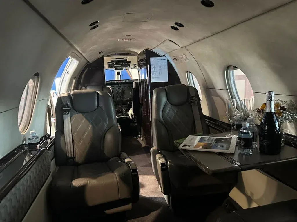 Cabin interior of a 2007 Hawker 400XP SN.