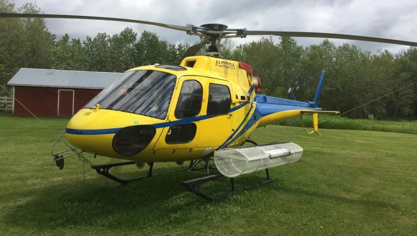 Exterior view of a 1995 Eurocopter AS350B2 2873, C-GVWB.