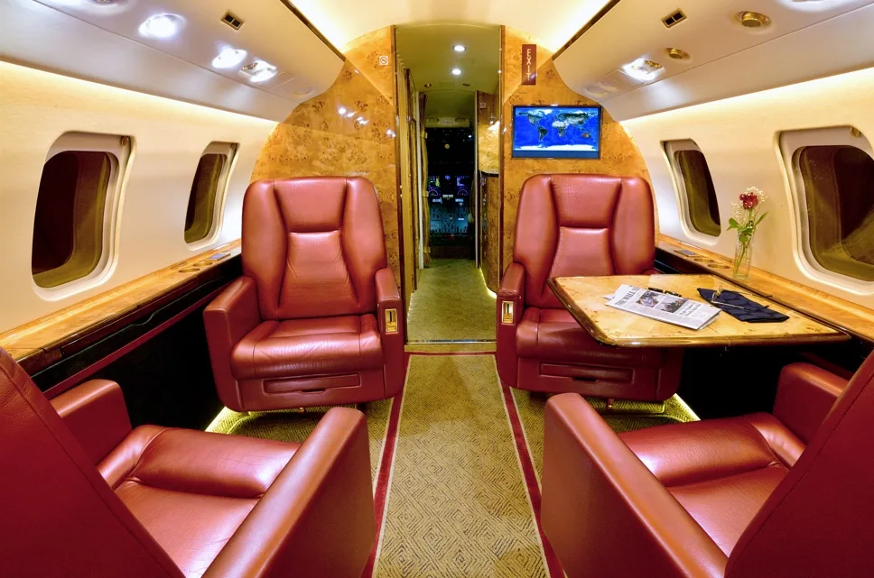 Cabin interior of a 2010 Bombardier CL 605.