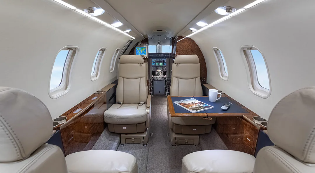 Cabin interior of a 2006 LEAR 40XR.